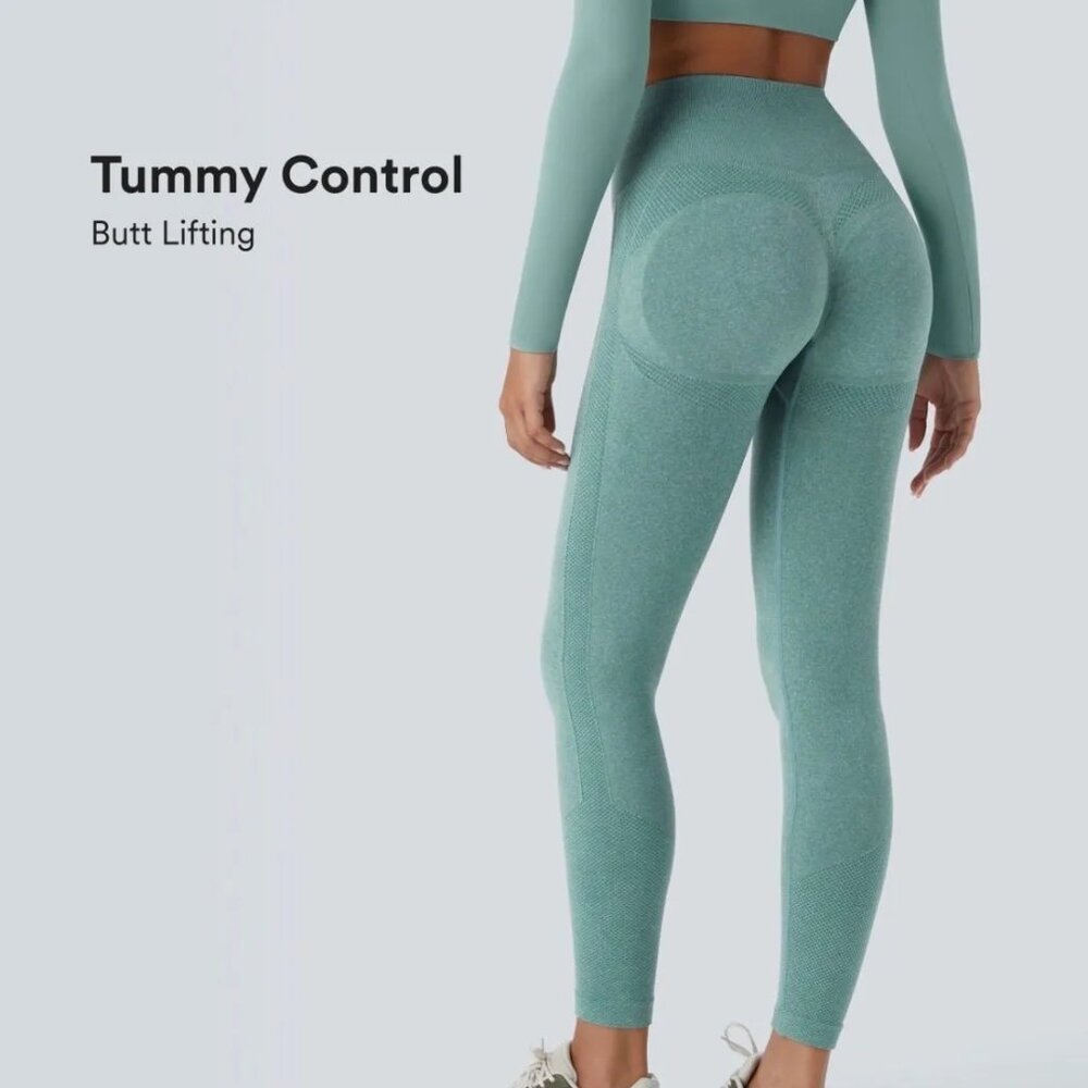 HALARA Seamless Flow High Waisted Tummy Control Butt Lifting Leggings Teal